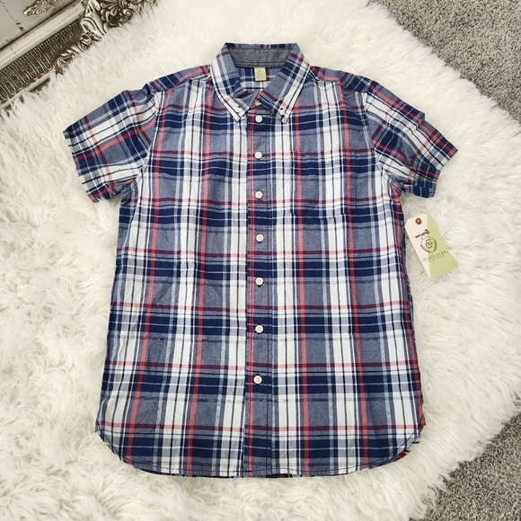 Class Club Boy's Short Sleeve Plad Button down shirt. Size 14/16. New. C1 - Picture 1 of 7